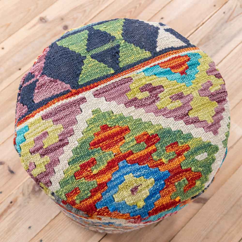 Round Afghan Kilim Stool