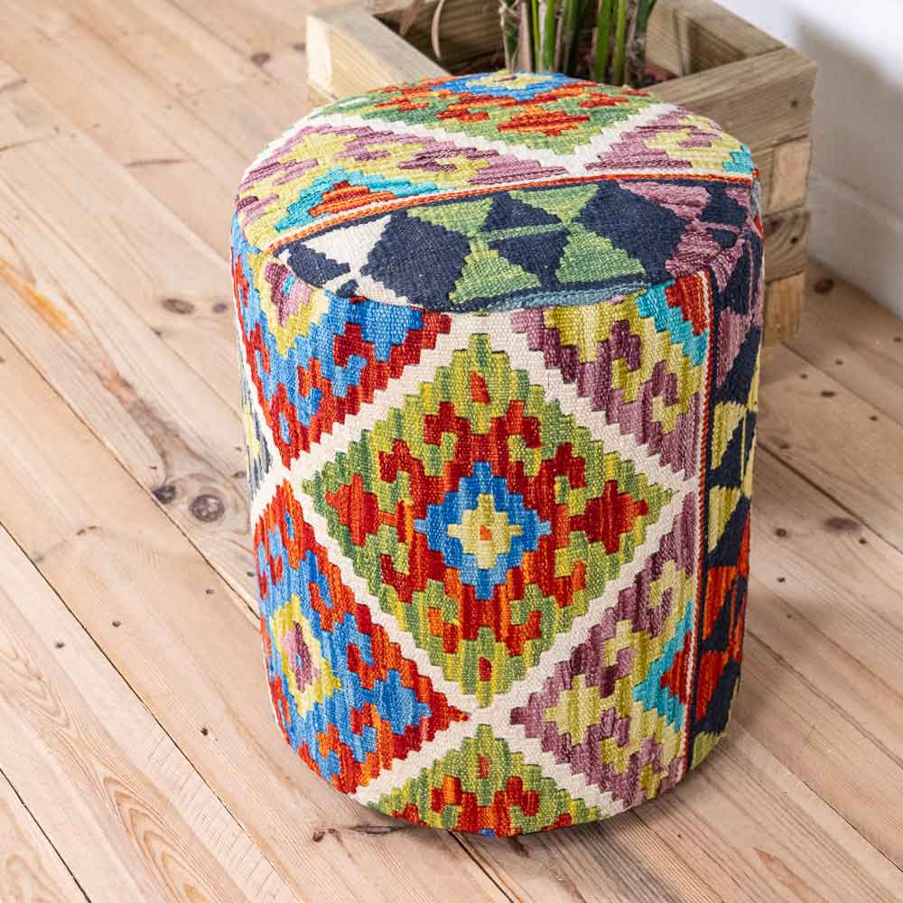 Round Afghan Kilim Stool