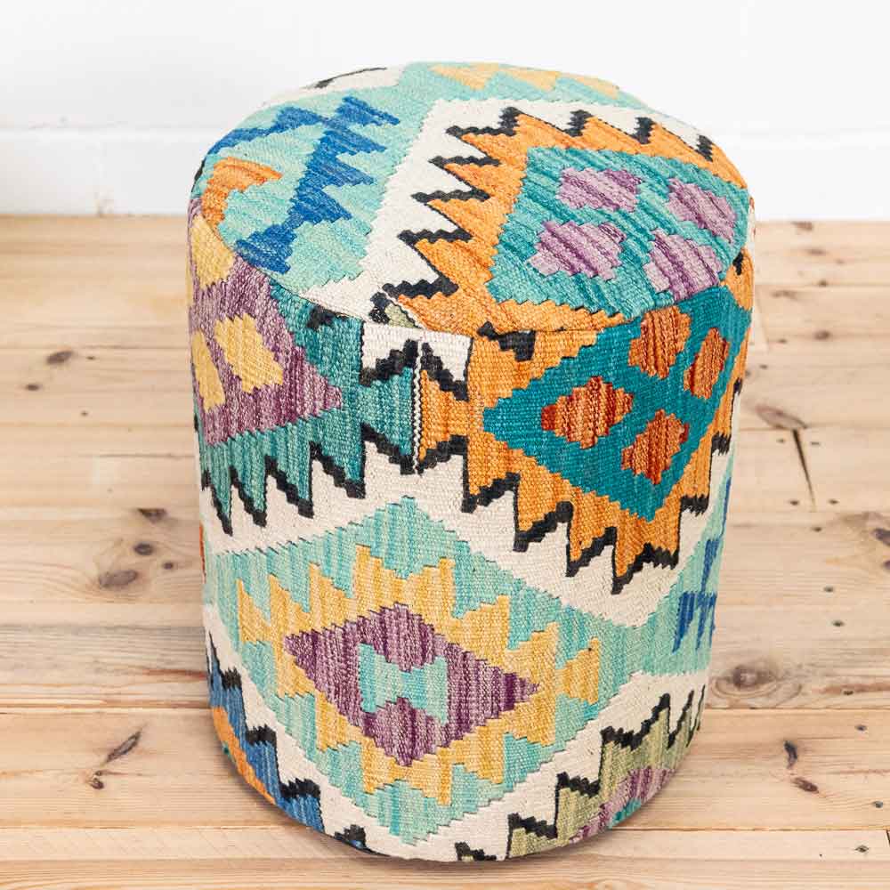 Round Afghan Kilim Stool