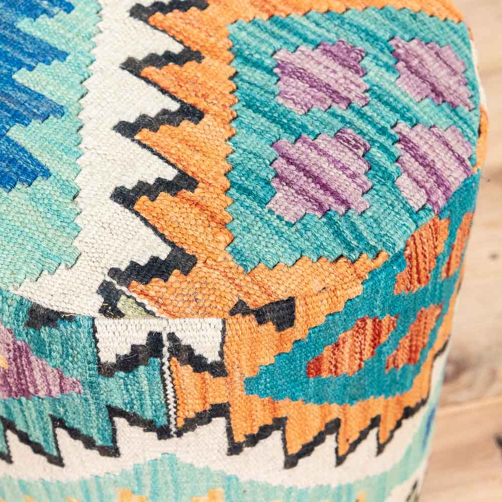 Round Afghan Kilim Stool