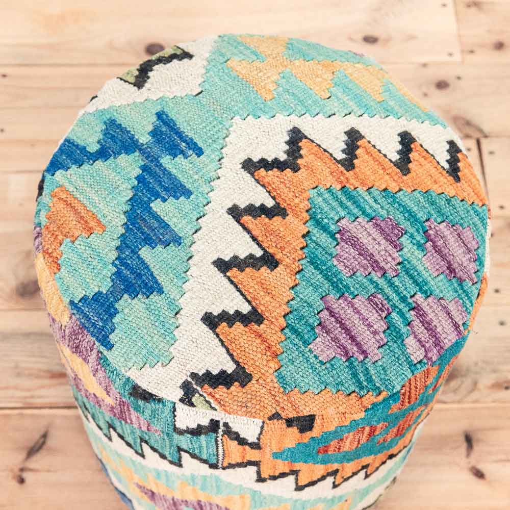 Round Afghan Kilim Stool