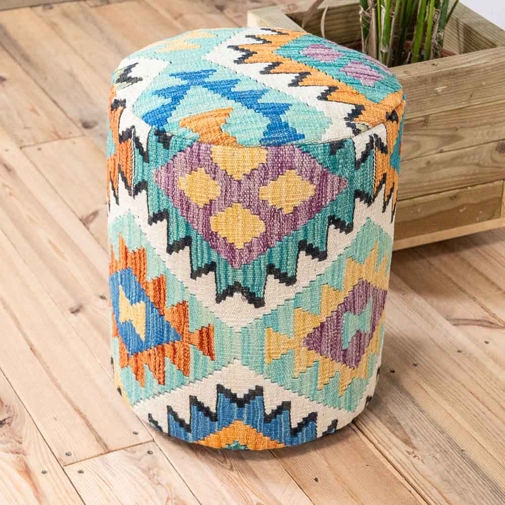 Round Afghan Kilim Stool