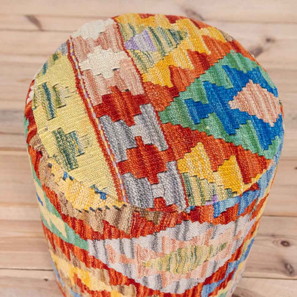 Round Afghan Kilim Stool