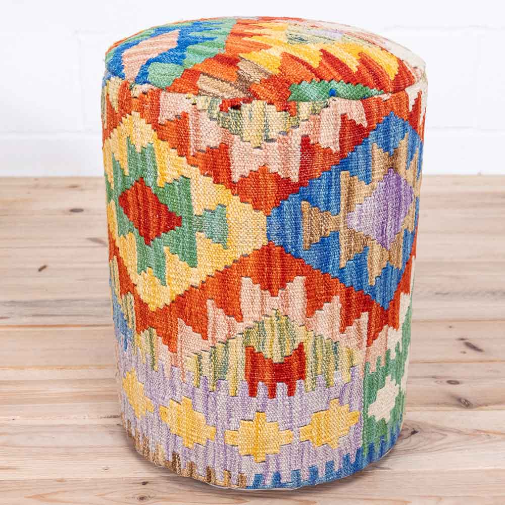 Round Afghan Kilim Stool