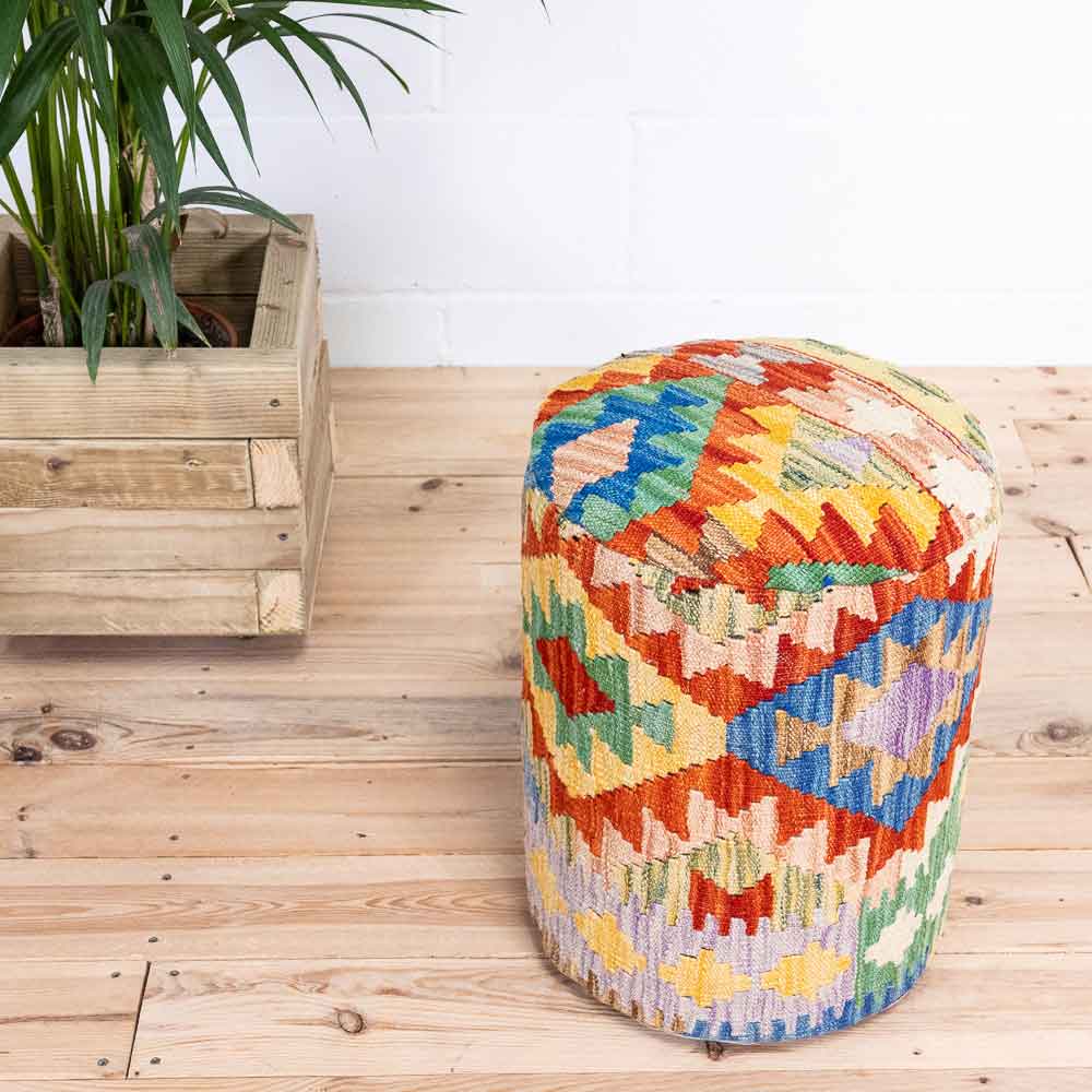 Round Afghan Kilim Stool