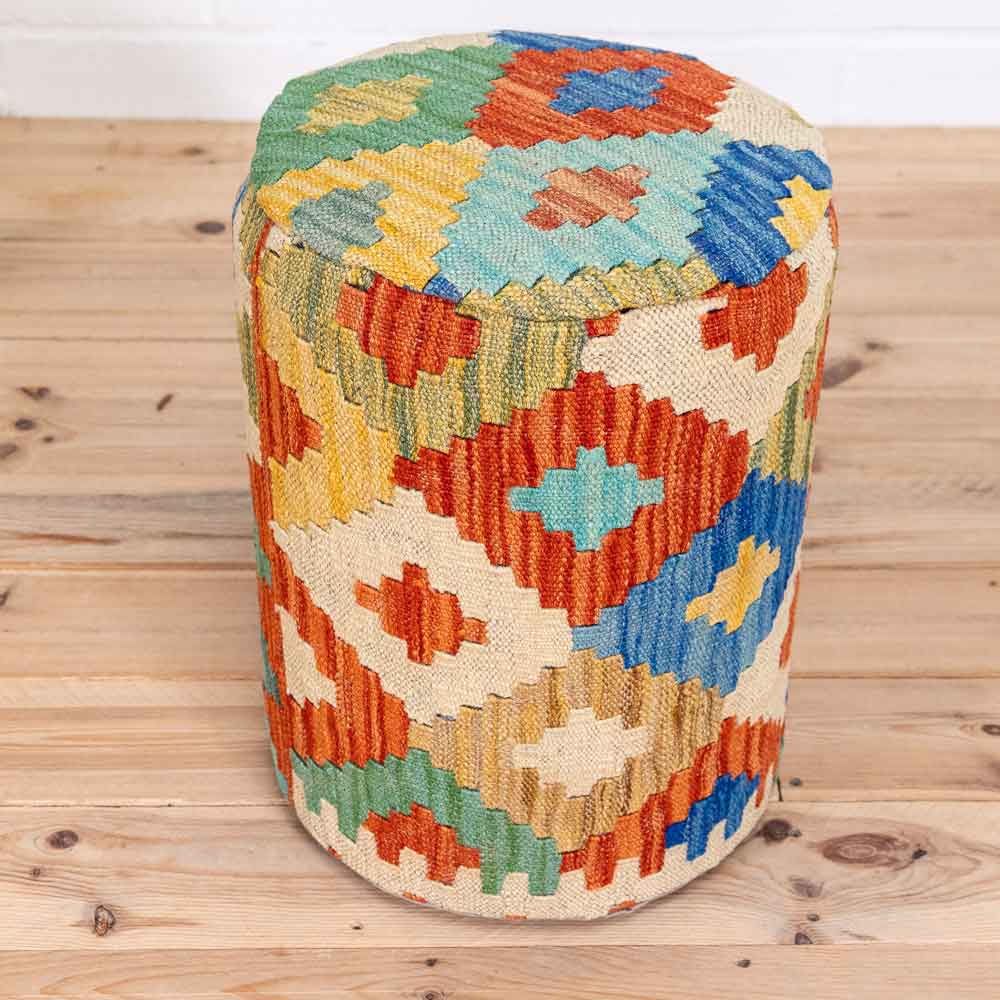 Round Afghan Kilim Stool