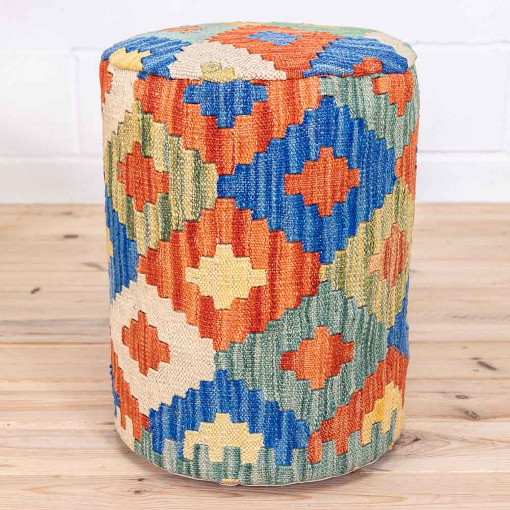 Round Afghan Kilim Stool