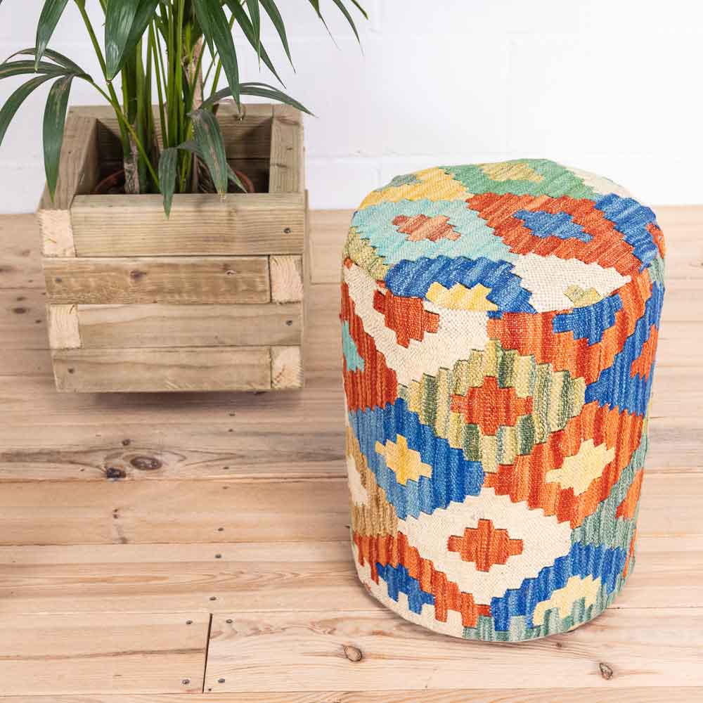 Round Afghan Kilim Stool