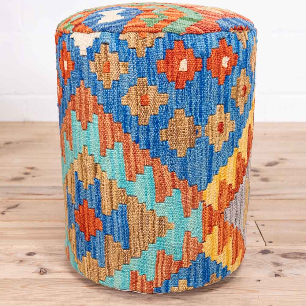 Round Afghan Kilim Stool