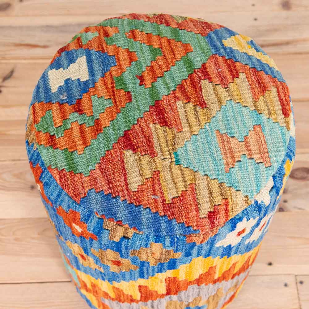 Round Afghan Kilim Stool