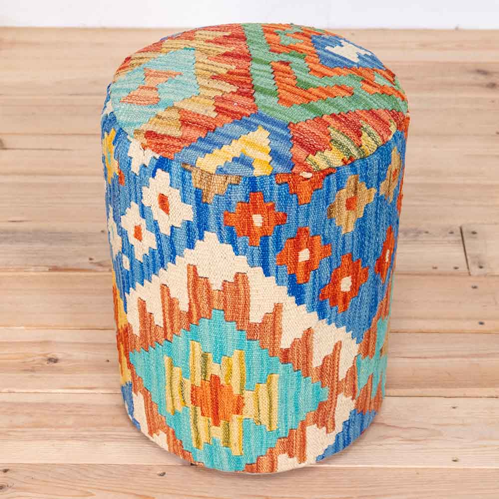 Round Afghan Kilim Stool