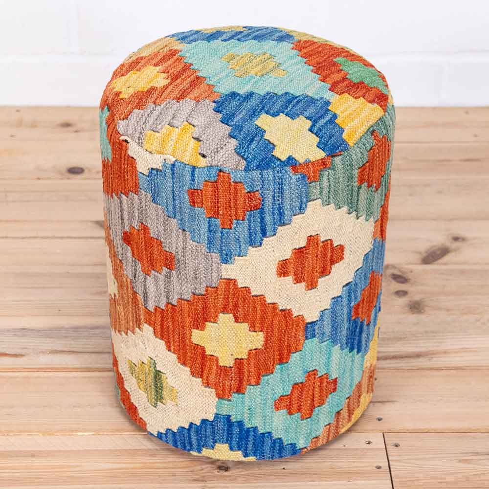 Round Afghan Kilim Stool