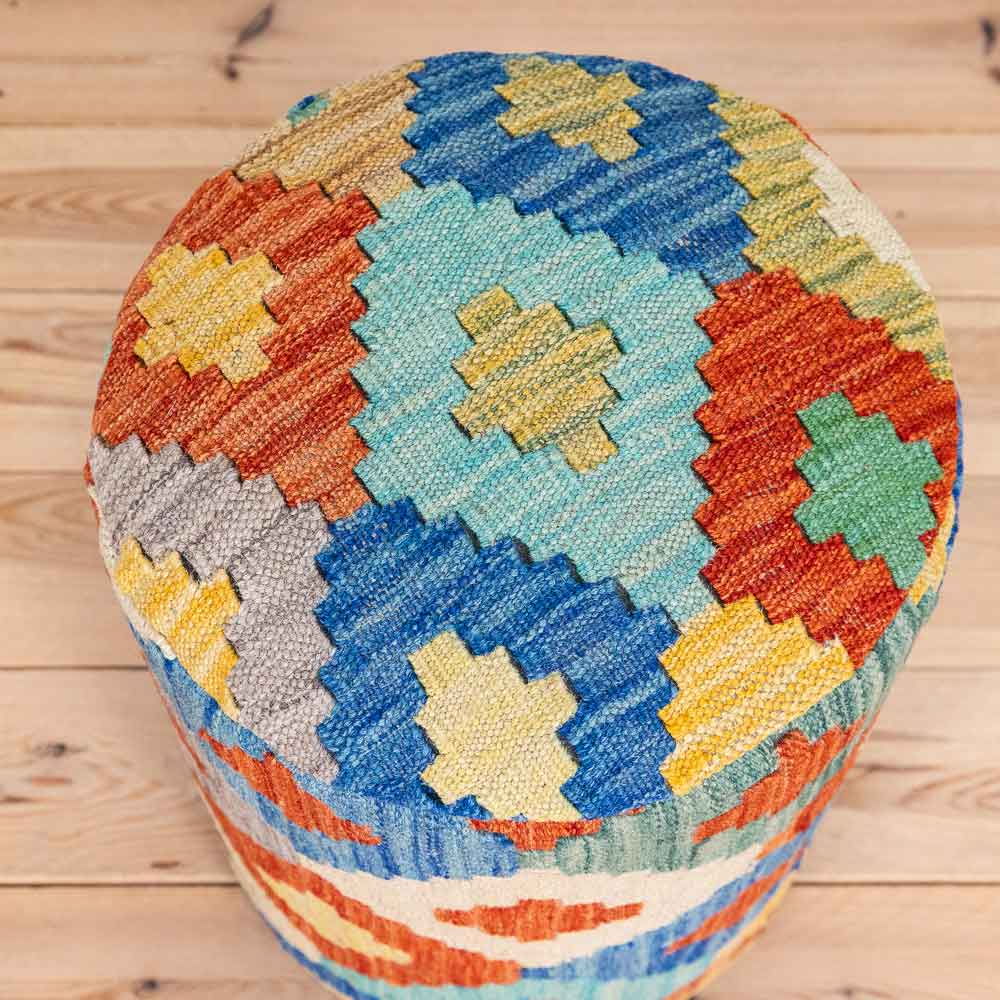 Round Afghan Kilim Stool