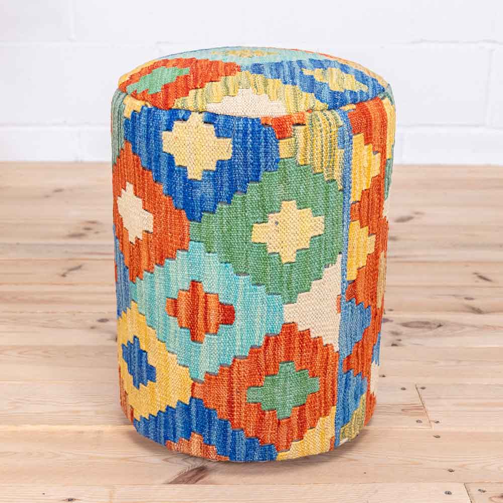 Round Afghan Kilim Stool