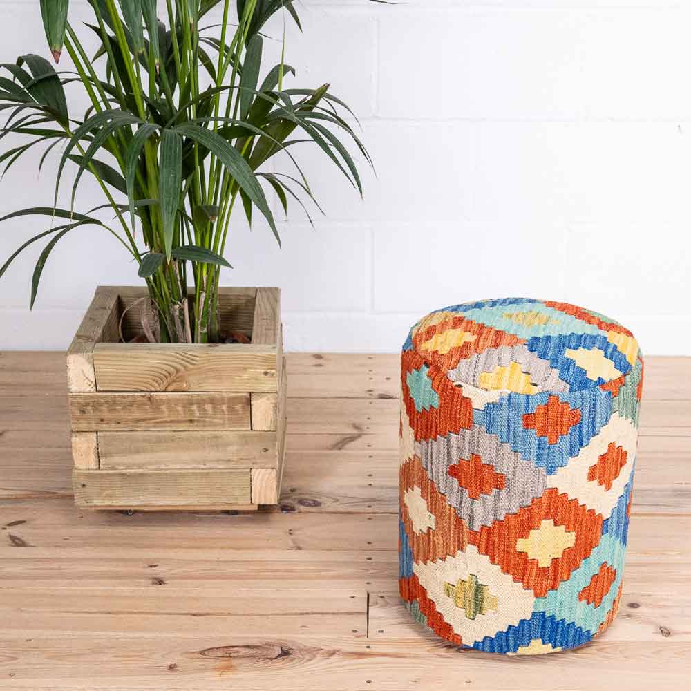 Round Afghan Kilim Stool