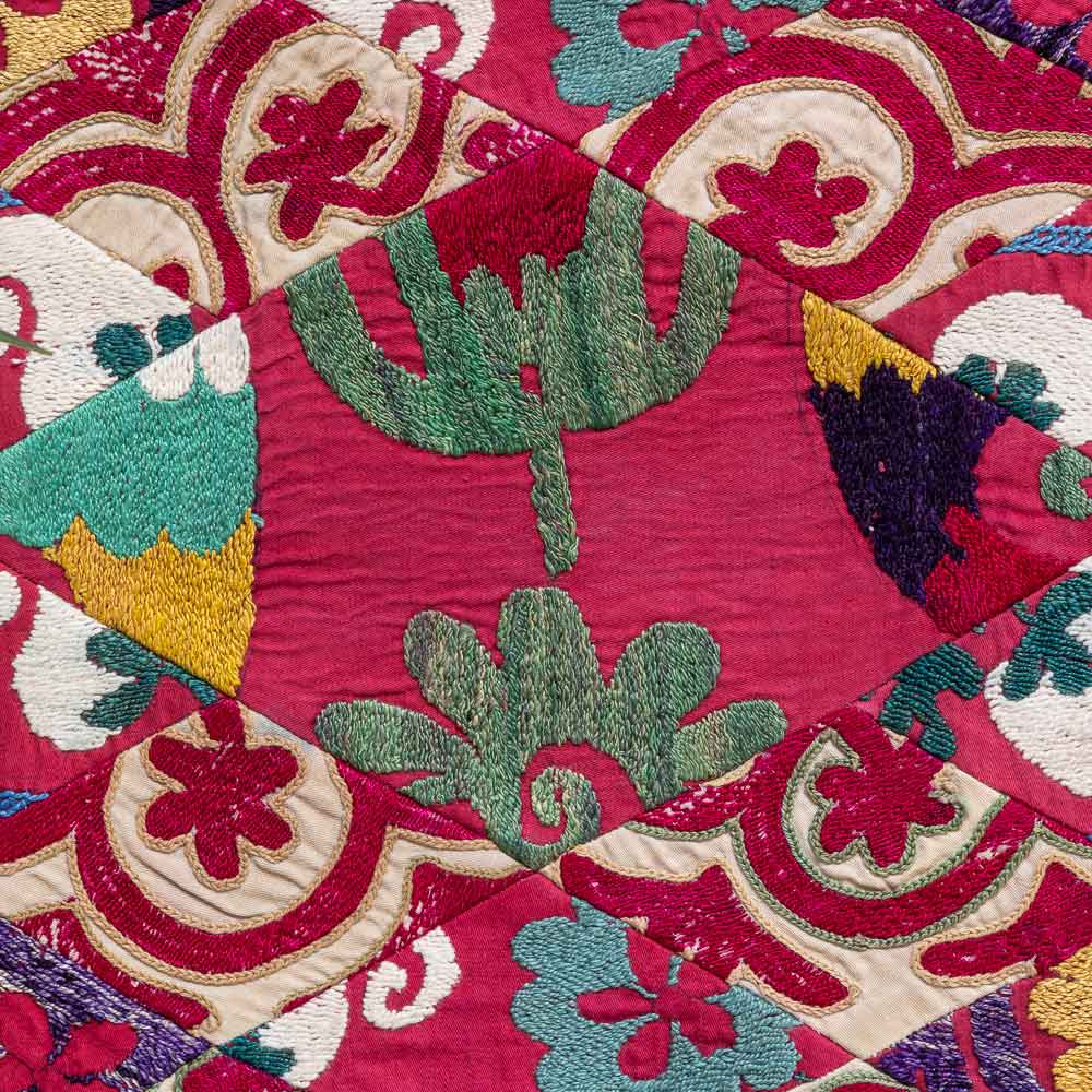SC687 Uzbek Suzani Embroidered Patchwork Cushion Cover 33x43cm