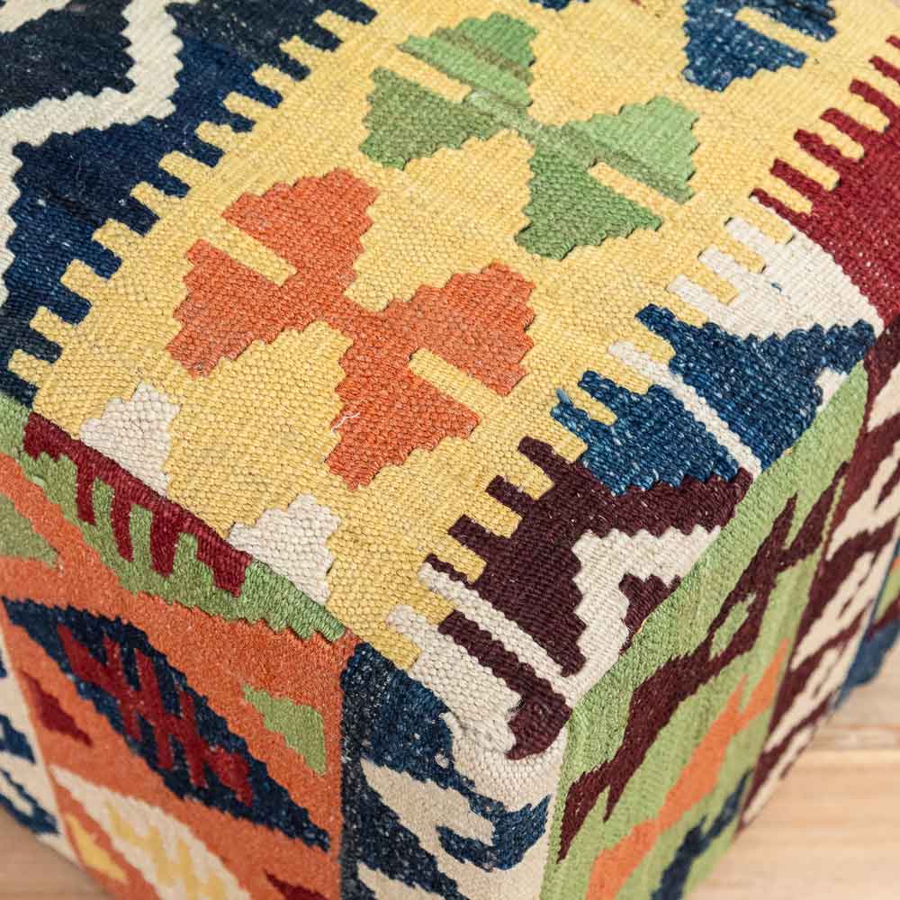 Square Afghan Kilim Stool