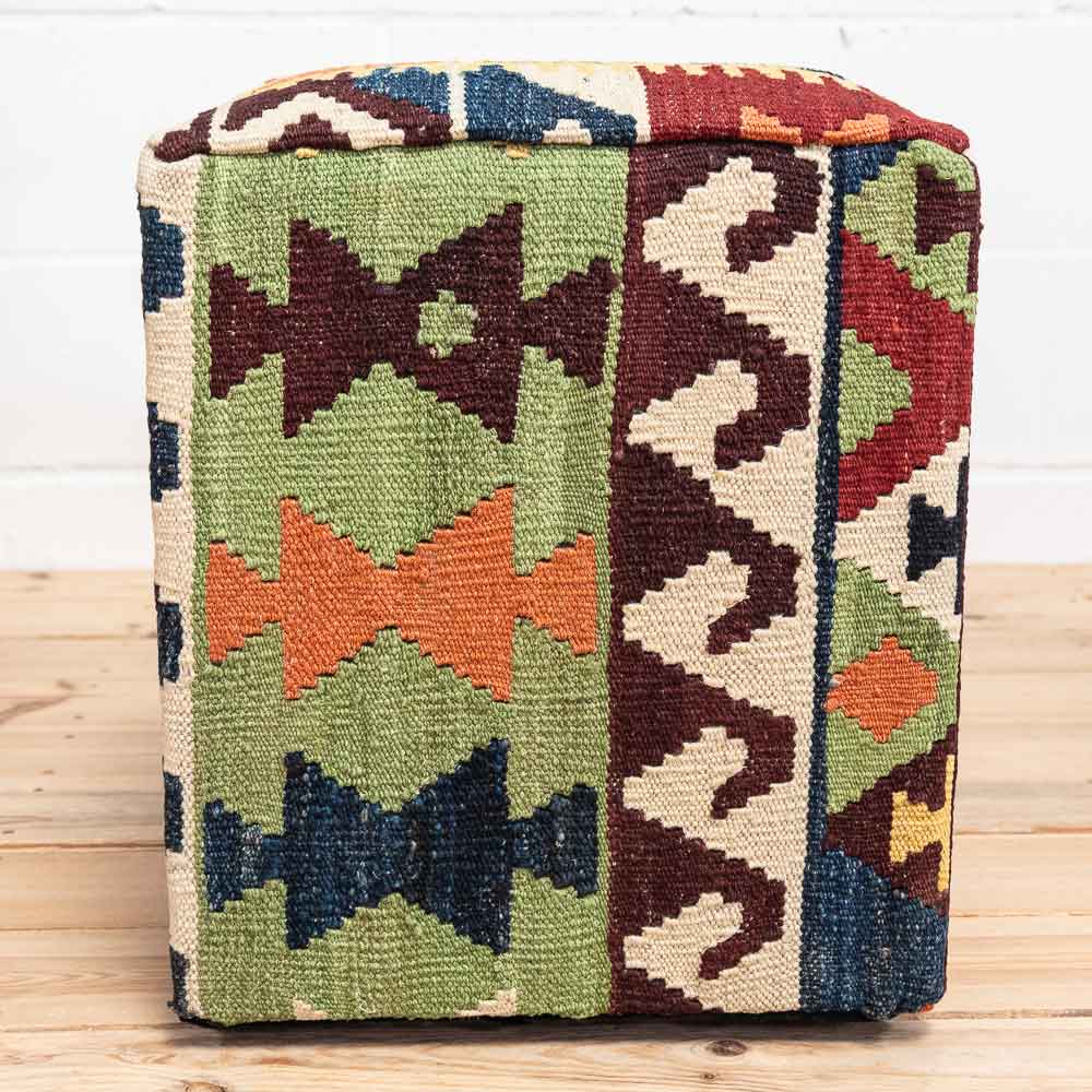 Square Afghan Kilim Stool