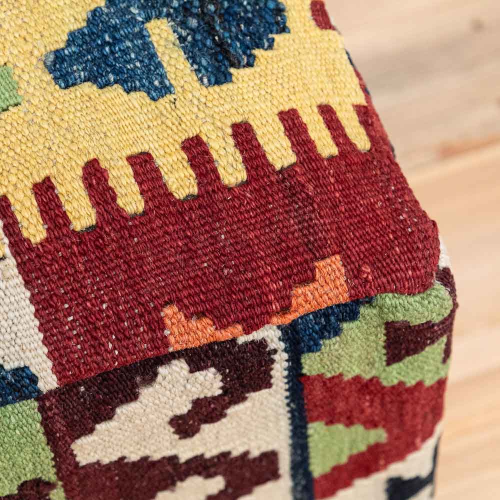 Square Afghan Kilim Stool