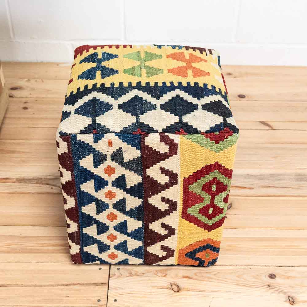 Square Afghan Kilim Stool