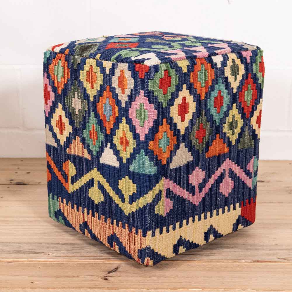 Square Afghan Kilim Stool