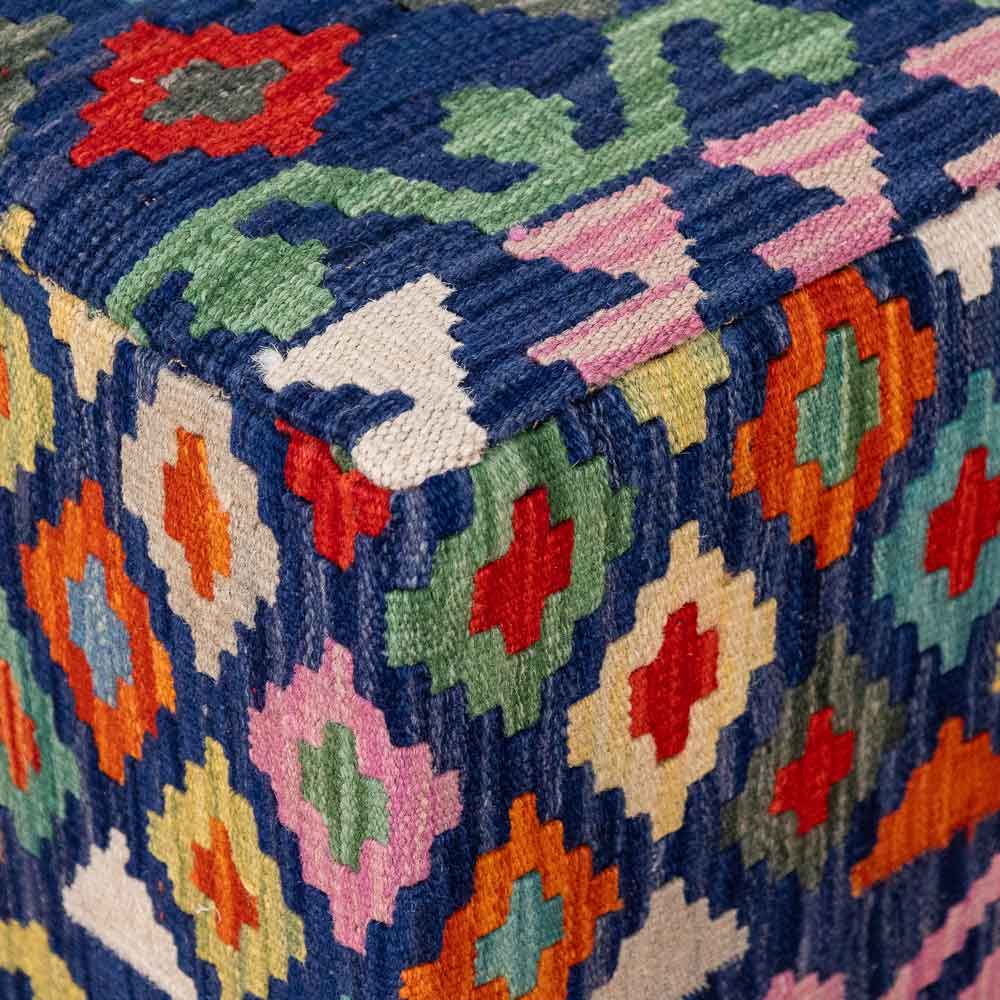 Square Afghan Kilim Stool