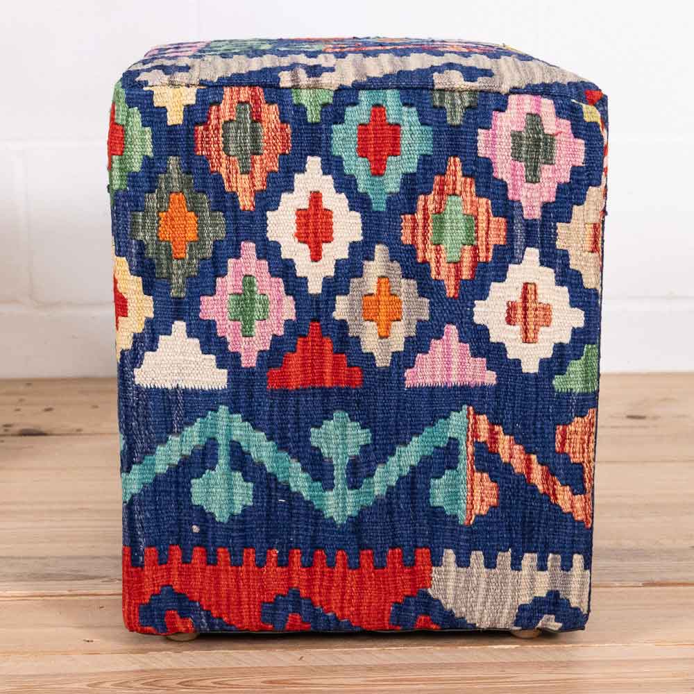 Square Afghan Kilim Stool