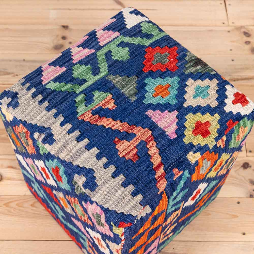 Square Afghan Kilim Stool